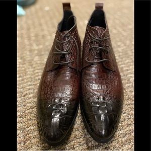 Pointed toes men’s croco leather shoes